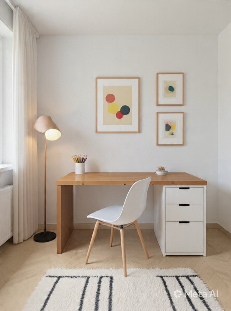 Escritorio 2000 de 1,20 m con módulo de 2 cajones y 1 puerta, vista de ambiente